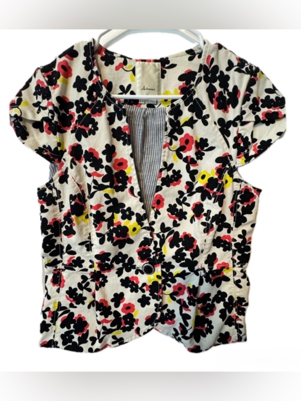 Anthropologie Elevenses Dahlia Floral Tailored Top Size 10 Cottagecore